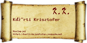 Kürti Krisztofer névjegykártya